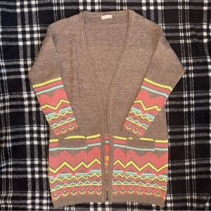Wishlist Brown and Multicolor Patterned Women's Sweater Cardigan